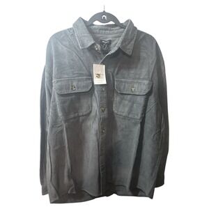 Forever 21 Men's Gray Corduroy Button Up Shirt Long Sleeve NWT XL
